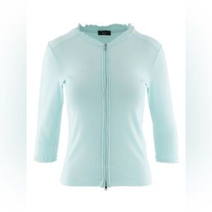 Marc Cain Mint Green Women's Zip-Up Top Ruffle Sleeve